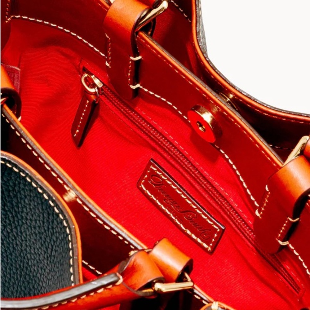 Dooney & Bourke Dark Green and Tan Satchel - Picture 4 of 8